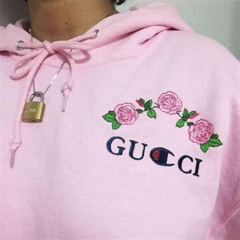 gucci champion hoodie roses|original gucci hoodie.